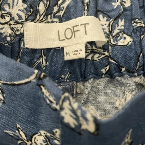 Loft Blue Floral Linen Blend Mini Shorts Size Medium - Picture 2 of 8